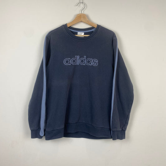 Vintage Adidas Spellout Navy Sweatshirt - M