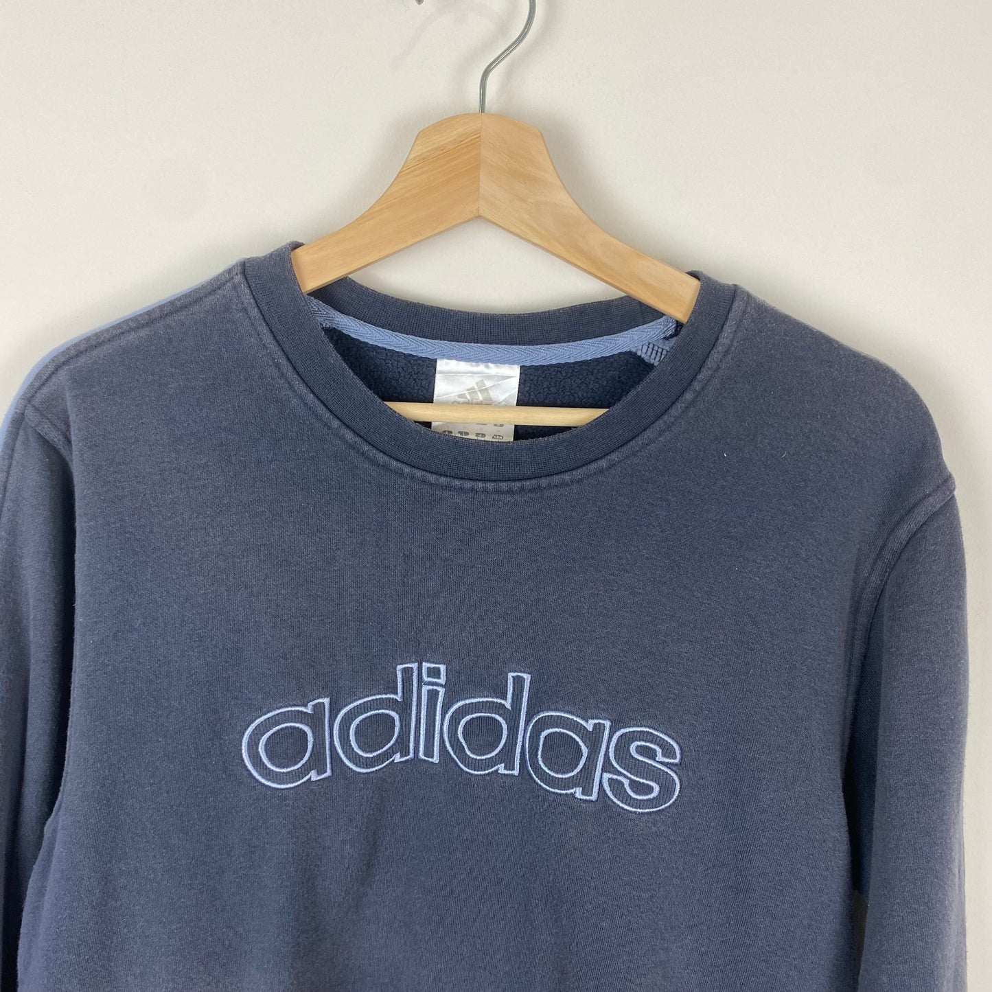 Vintage Adidas Spellout Navy Sweatshirt - M