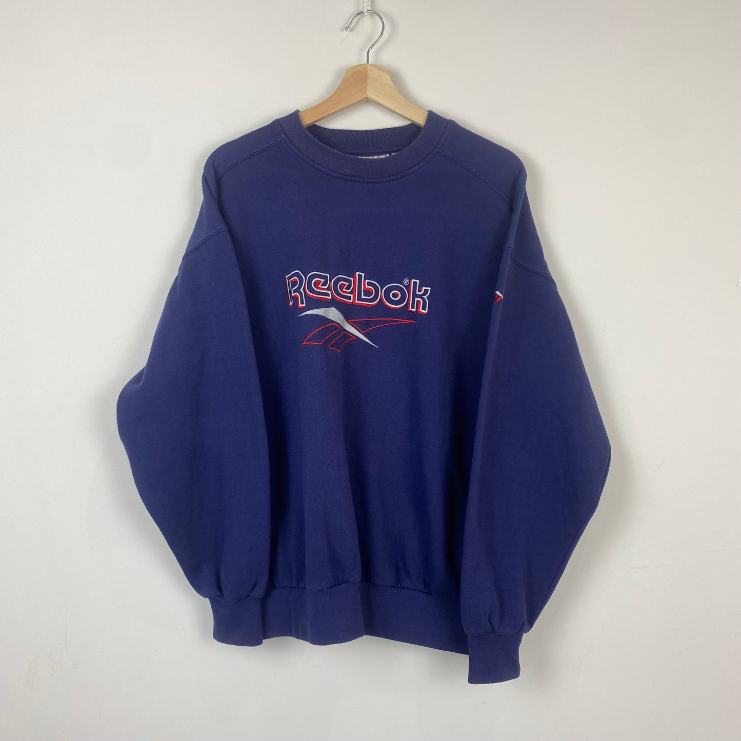 Vintage Reebok Big Logo Light Navy Sweatshirt - M